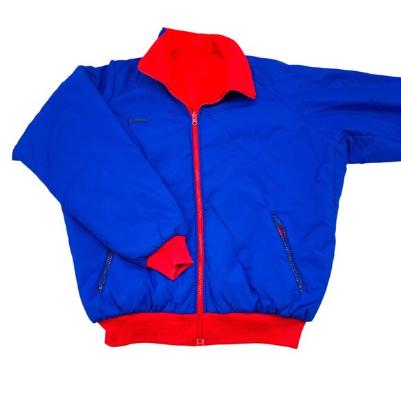 Vintage Columbia Men's Ski Coat Jacket Large Reversible Blue Red 3M Thinsulate